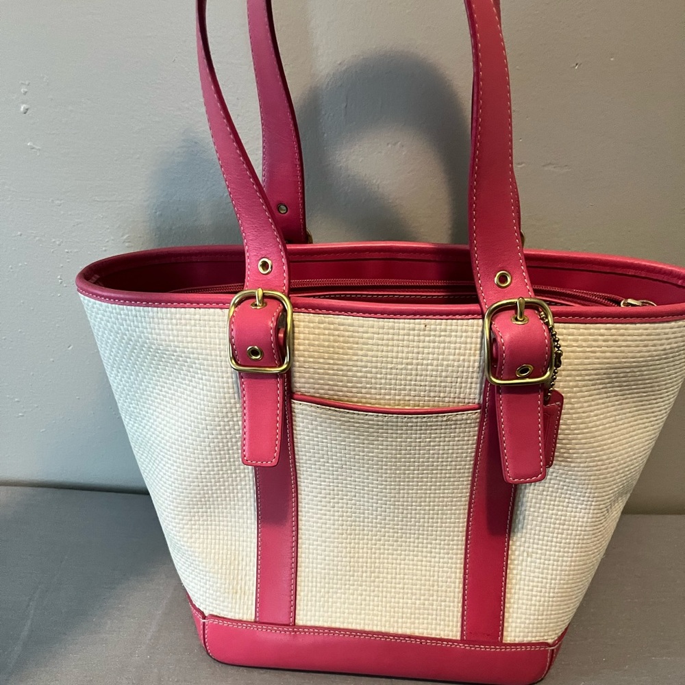 White and Pink Coach Bag